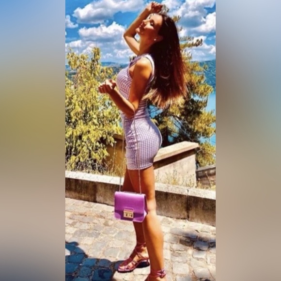 ZARA Gingham Check Side Ruched dress mini super cute NWT Sleeveless size med - Picture 4 of 11